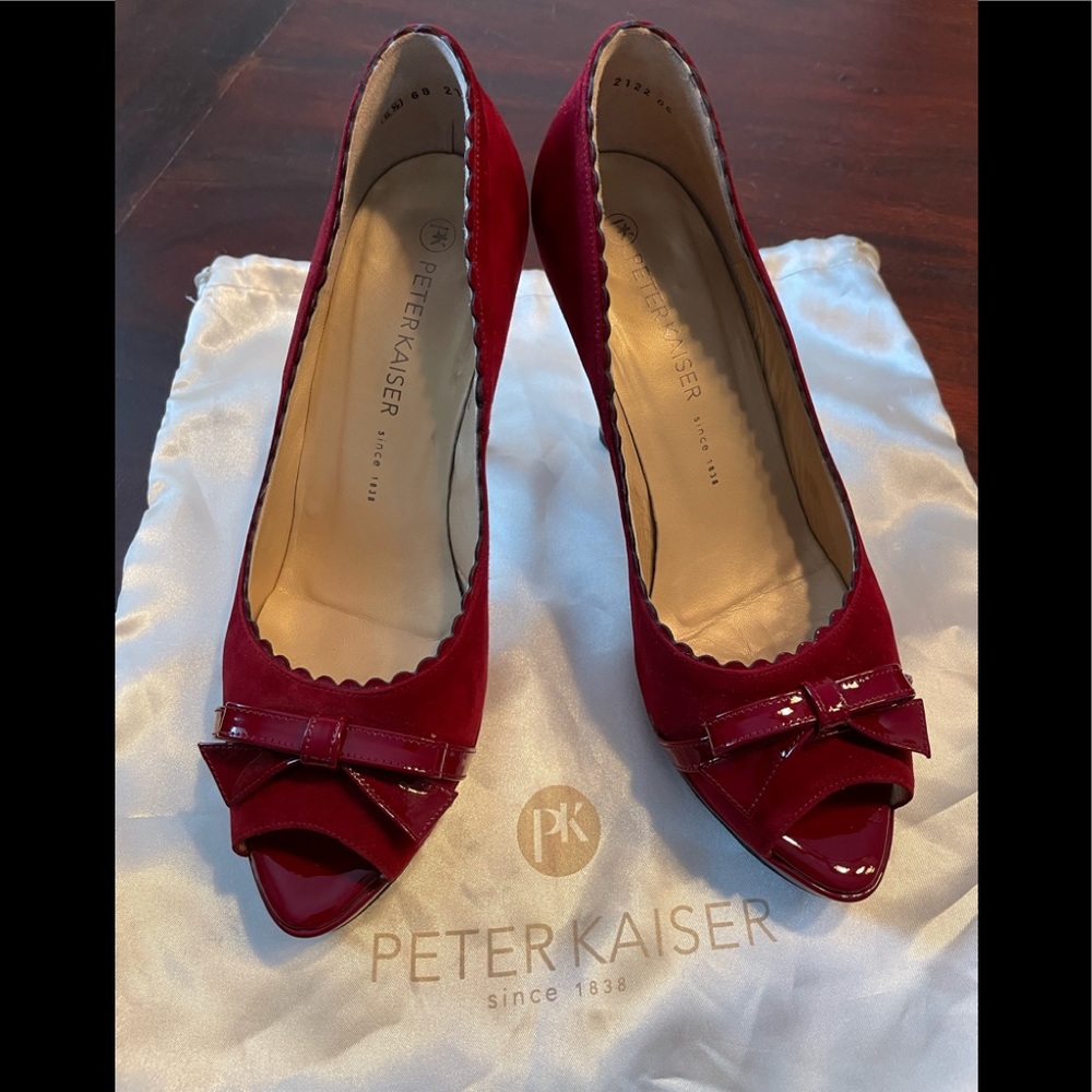 Size UK 6 1/2 EUC Red Velvet Peter Kaiser Heels